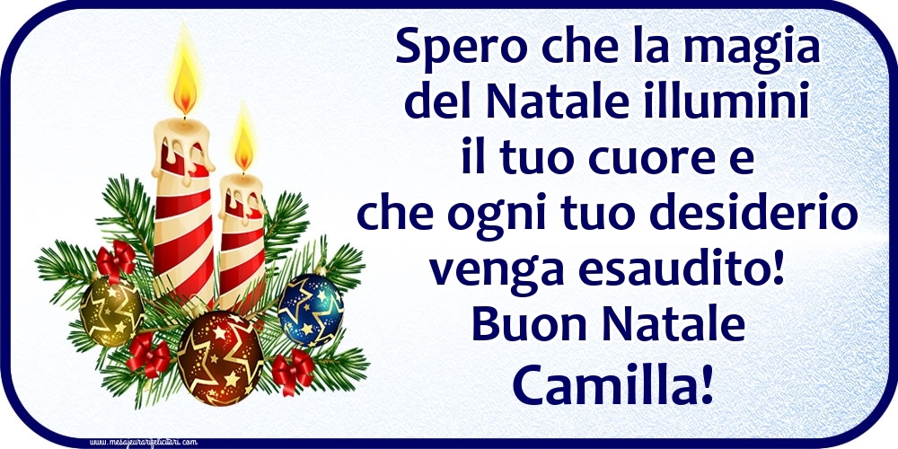 Cartoline di Natale - Candele & Palle Di Natale | Buon Natale Camilla!