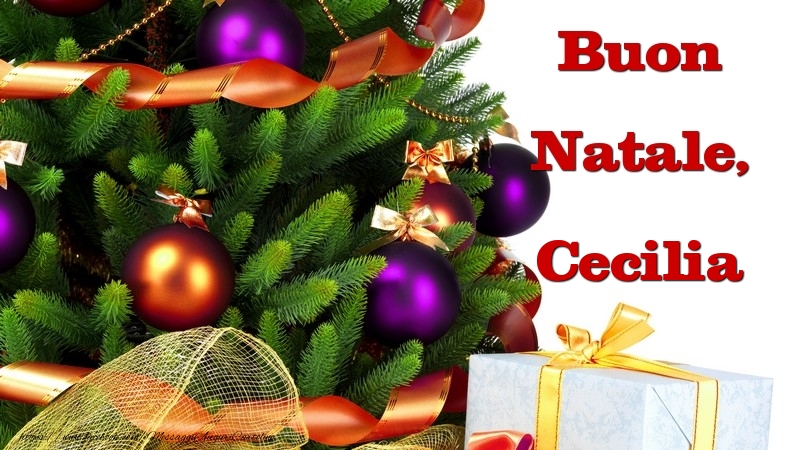Cartoline di Natale - Albero Di Natale & Palle Di Natale & Regalo | Buon Natale, Cecilia