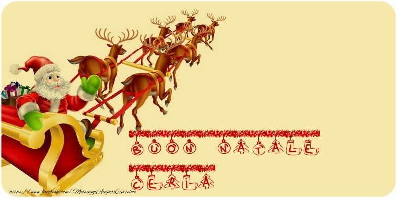 Cartoline di Natale - Babbo Natale & Renna | BUON NATALE Ceria
