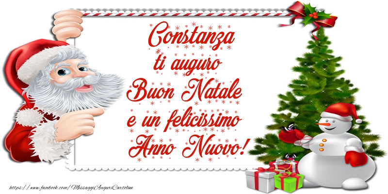Cartoline di Natale - Albero Di Natale & Babbo Natale & Regalo | Constanza ti auguro Buon Natale e un felicissimo Anno Nuovo!