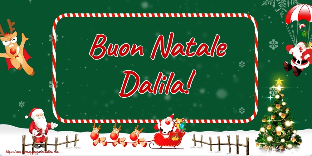 Cartoline di Natale - Albero Di Natale & Babbo Natale & Renna | Buon Natale Dalila!