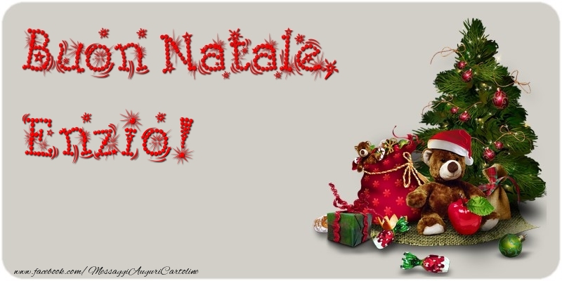 Cartoline di Natale - Albero Di Natale & Animali & Regalo | Buon Natale, Enzio