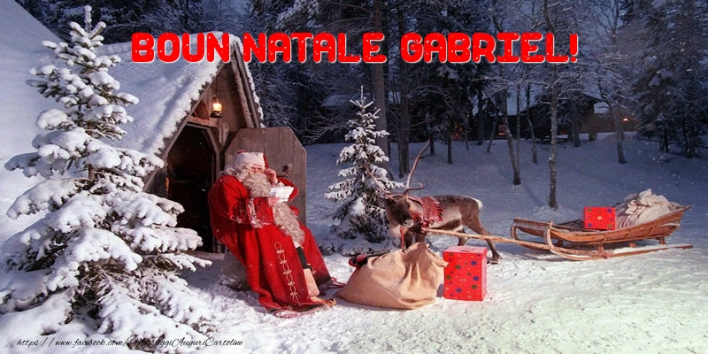 Cartoline di Natale - Albero Di Natale & Babbo Natale & Regalo | Boun Natale Gabriel!