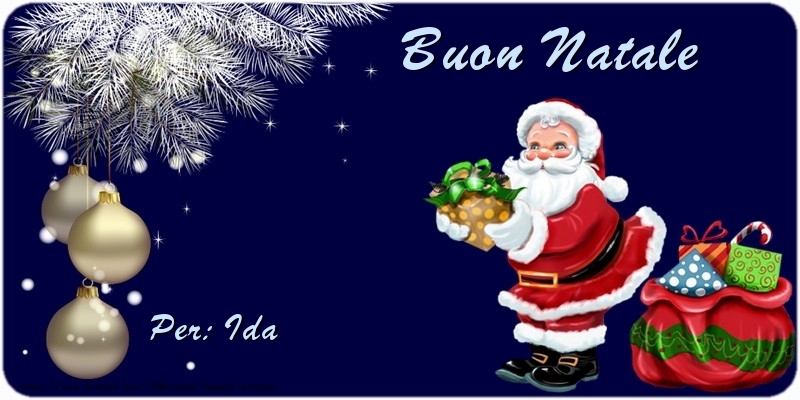 Cartoline di Natale - Albero Di Natale & Babbo Natale & Palle Di Natale & Regalo | Buon Natale Ida