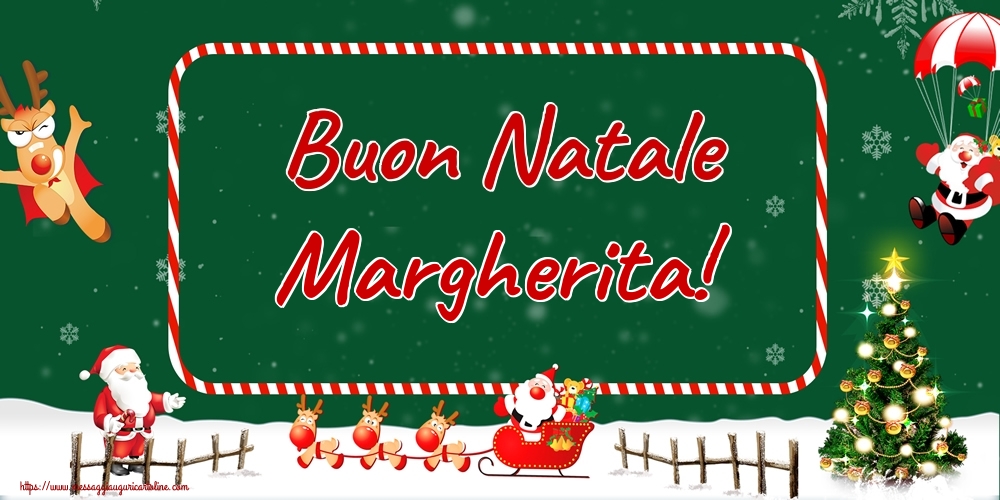 Cartoline di Natale - Albero Di Natale & Babbo Natale & Renna | Buon Natale Margherita!