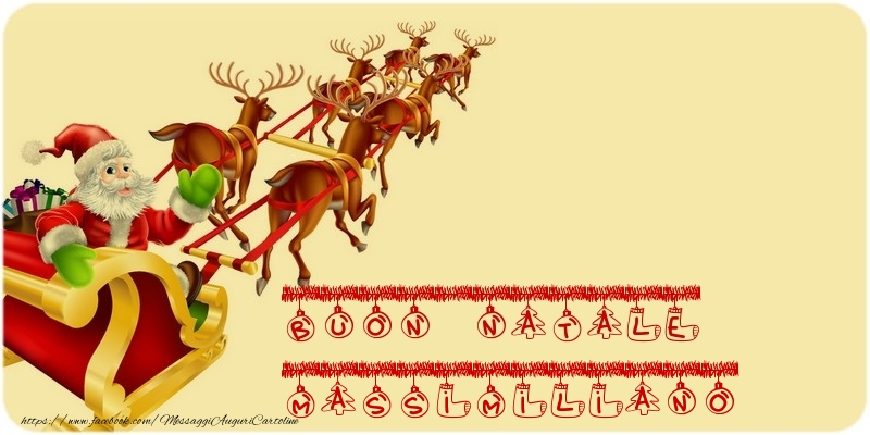 Cartoline di Natale - Babbo Natale & Renna | BUON NATALE Massimiliano