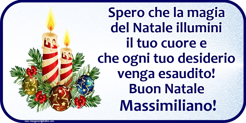 Cartoline di Natale - Candele & Palle Di Natale | Buon Natale Massimiliano!
