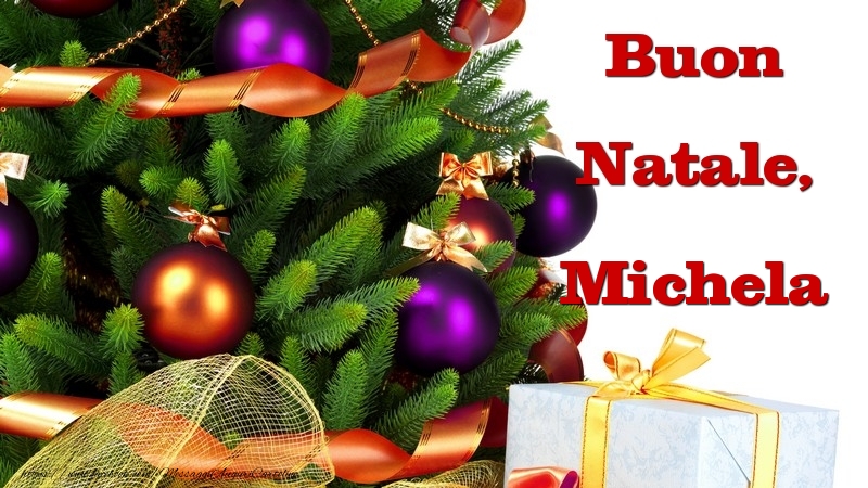 Cartoline di Natale - Albero Di Natale & Palle Di Natale & Regalo | Buon Natale, Michela