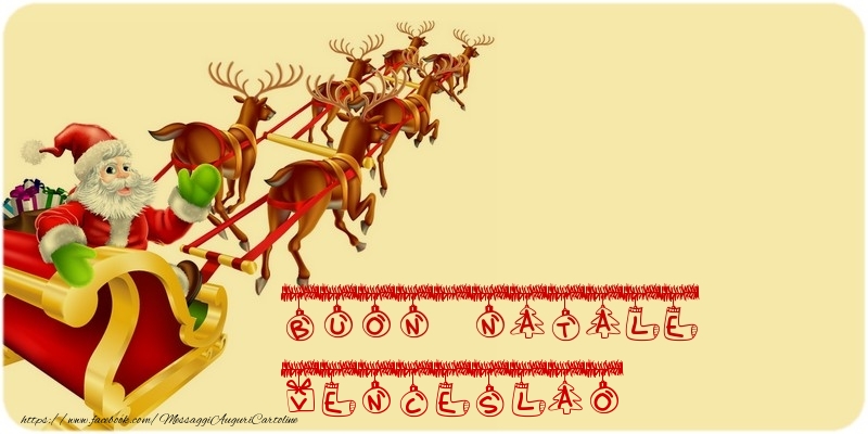 Cartoline di Natale - Babbo Natale & Renna | BUON NATALE Venceslao
