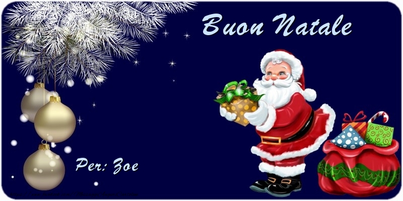 Cartoline di Natale - Albero Di Natale & Babbo Natale & Palle Di Natale & Regalo | Buon Natale Zoe