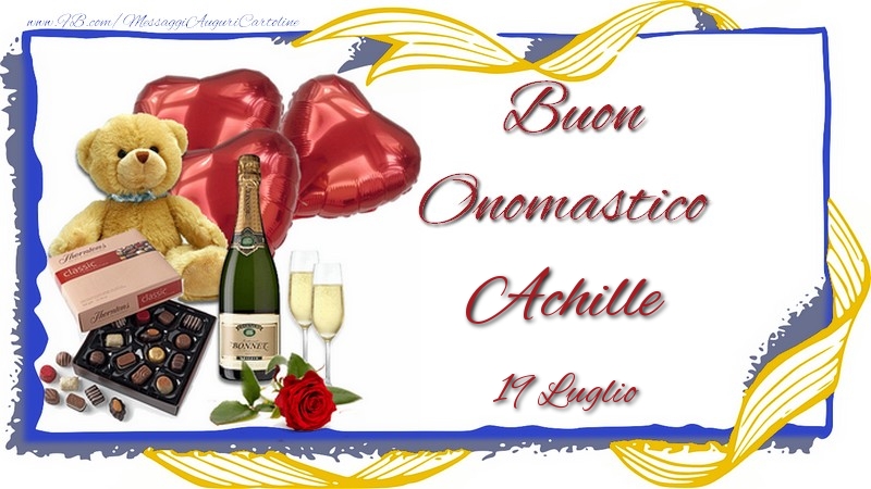 Cartoline di onomastico - Champagne | Buon Onomastico Achille! 19 Luglio