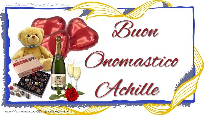 Cartoline di onomastico - Animali & Champagne & Regalo | Buon Onomastico Achille