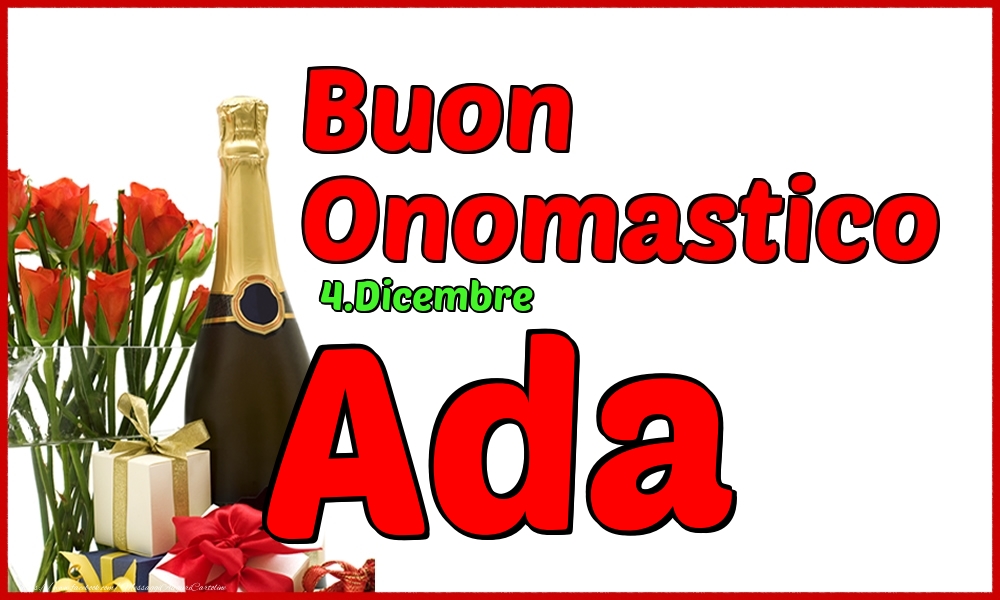 Cartoline di onomastico - Champagne | 4.Dicembre - Buon Onomastico Ada!