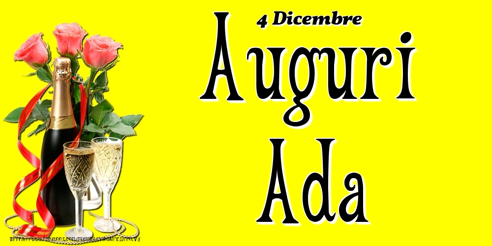 Cartoline di onomastico - 4 Dicembre - Auguri Ada!