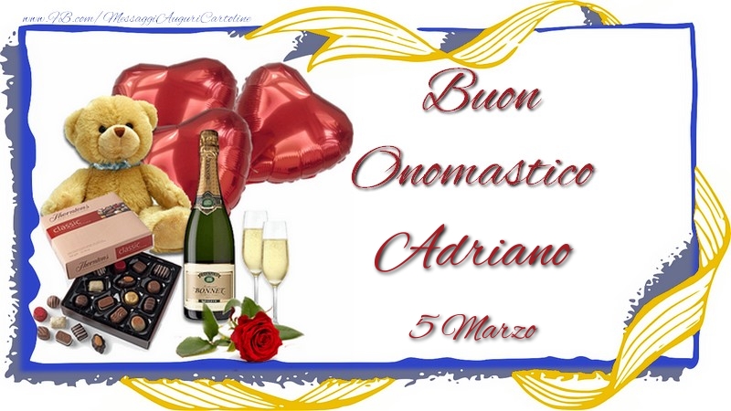 Cartoline di onomastico - Champagne | Buon Onomastico Adriano! 5 Marzo