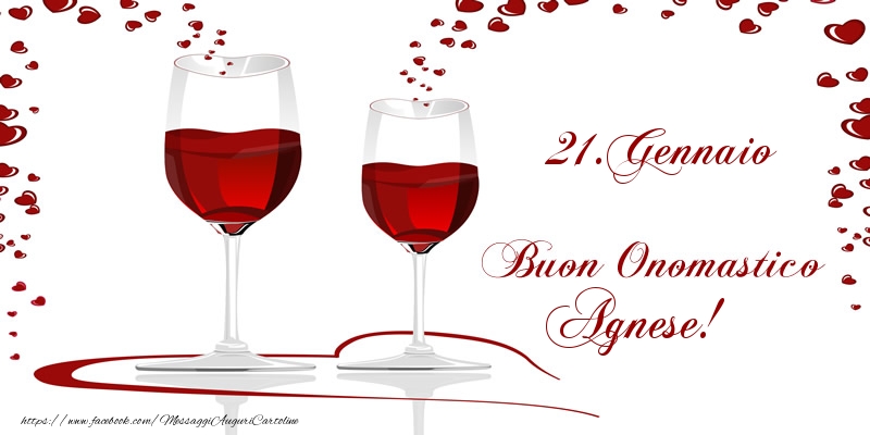 Cartoline di onomastico - Champagne | 21.Gennaio Buon Onomastico Agnese!