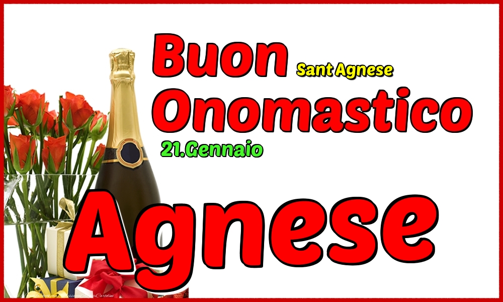  Cartoline di onomastico - Champagne | 21.Gennaio - Buon Onomastico Agnese!