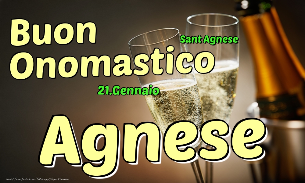 Cartoline di onomastico - Champagne | 21.Gennaio - Buon Onomastico Agnese!