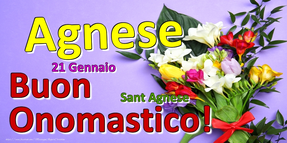 Cartoline di onomastico - Fiori | 21 Gennaio - Sant Agnese -  Buon Onomastico Agnese!