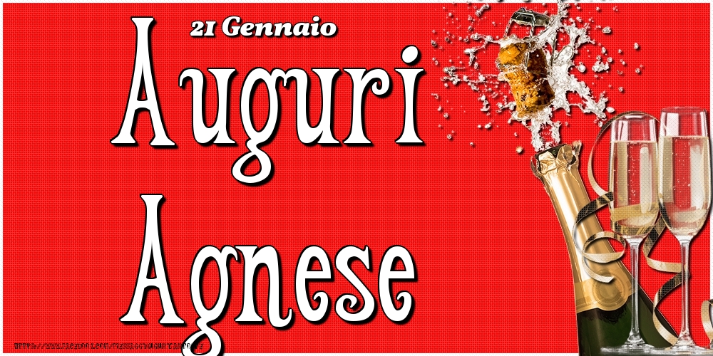 Cartoline di onomastico - Champagne | 21 Gennaio - Auguri Agnese!