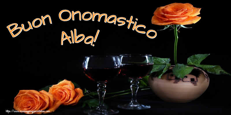 Cartoline di onomastico - Champagne & Rose | Buon Onomastico Alba!