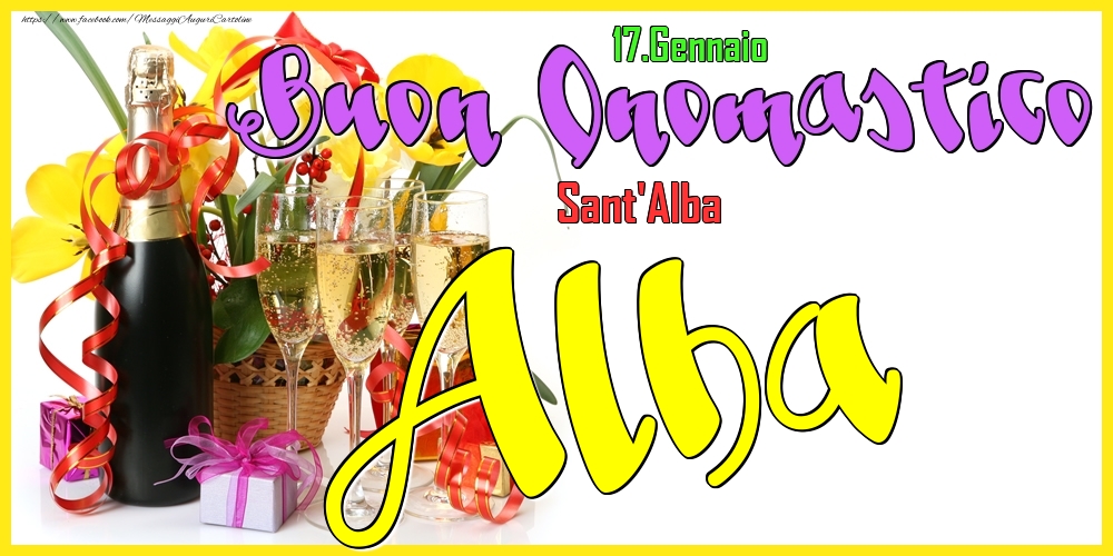 Cartoline di onomastico - Champagne | 17.Gennaio - Buon Onomastico Alba!