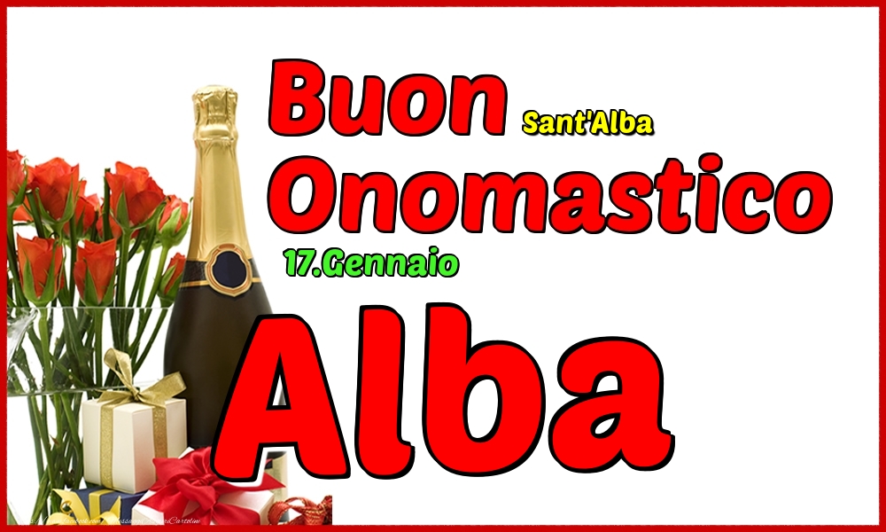 Cartoline di onomastico - Champagne | 17.Gennaio - Buon Onomastico Alba!