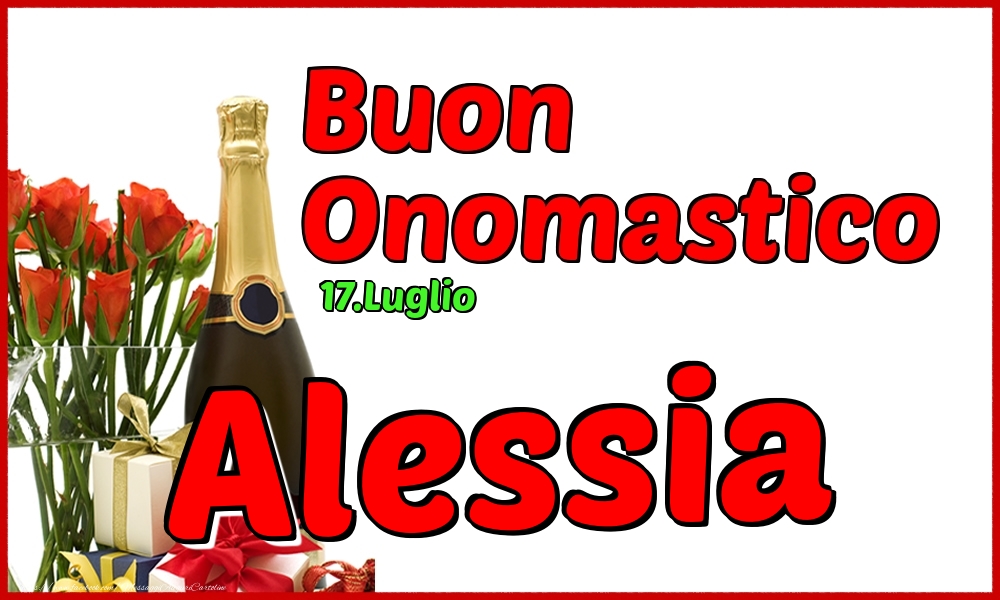 Cartoline di onomastico - Champagne | 17.Luglio - Buon Onomastico Alessia!