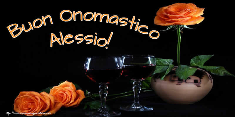 Cartoline di onomastico - Champagne & Rose | Buon Onomastico Alessio!