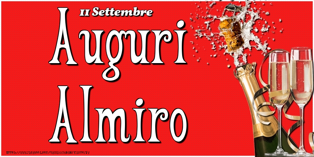 Cartoline di onomastico - Champagne | 11 Settembre - Auguri Almiro!