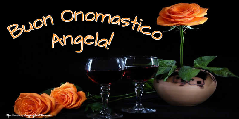 Cartoline di onomastico - Champagne & Rose | Buon Onomastico Angela!