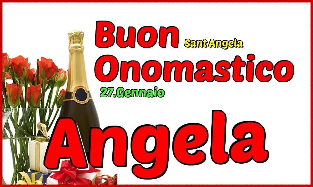 Cartoline di onomastico - Champagne | 27.Gennaio - Buon Onomastico Angela!