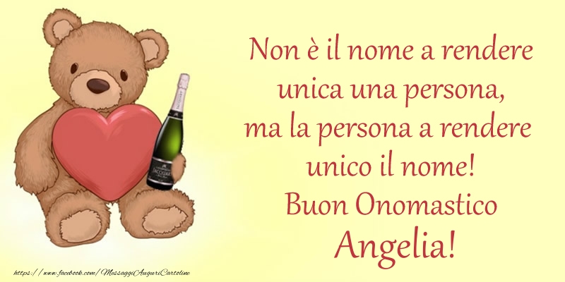 Cartoline di onomastico - Animali & Champagne | Non è il nome a rendere unica una persona, ma la persona a rendere  unico il nome! Buon Onomastico Angelia!