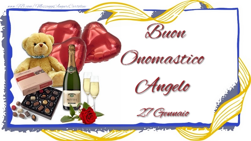 Cartoline di onomastico - Champagne | Buon Onomastico Angelo! 27 Gennaio
