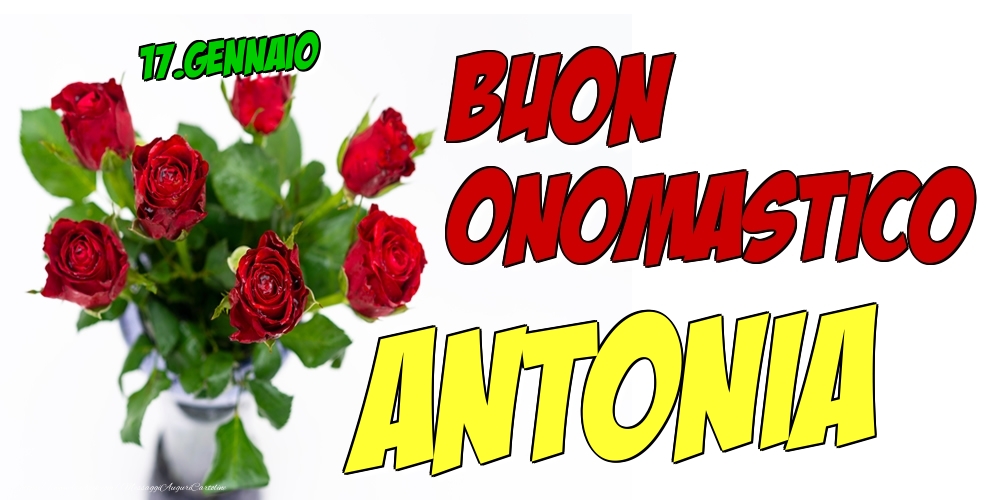 Cartoline di onomastico - Rose | 17.Gennaio - Buon Onomastico Antonia!