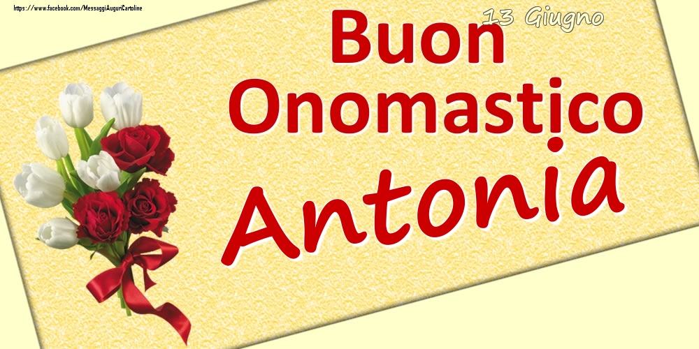 Cartoline di onomastico - Fiori | 13 Giugno: Buon Onomastico Antonia