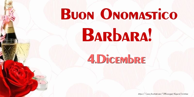 Cartoline di onomastico - Champagne | Buon Onomastico Barbara! 4.Dicembre