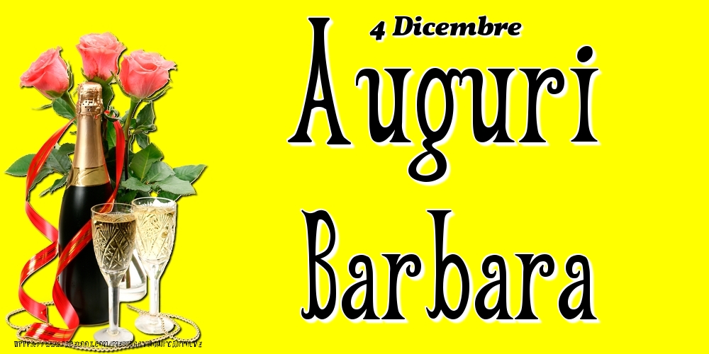 Cartoline di onomastico - 4 Dicembre - Auguri Barbara!