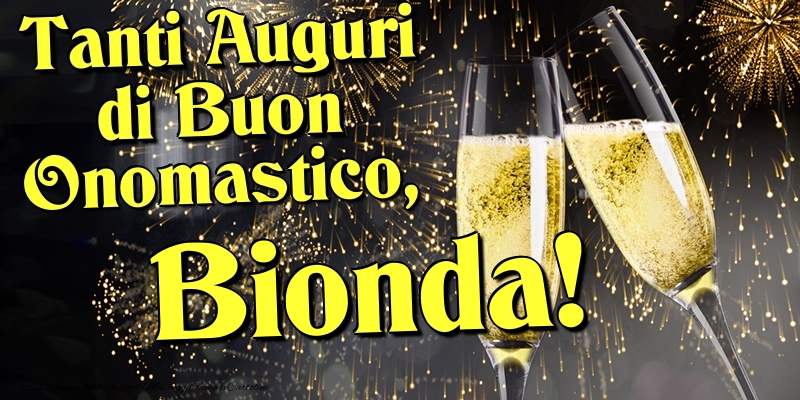 Cartoline di onomastico - Champagne | Tanti Auguri di Buon Onomastico, Bionda
