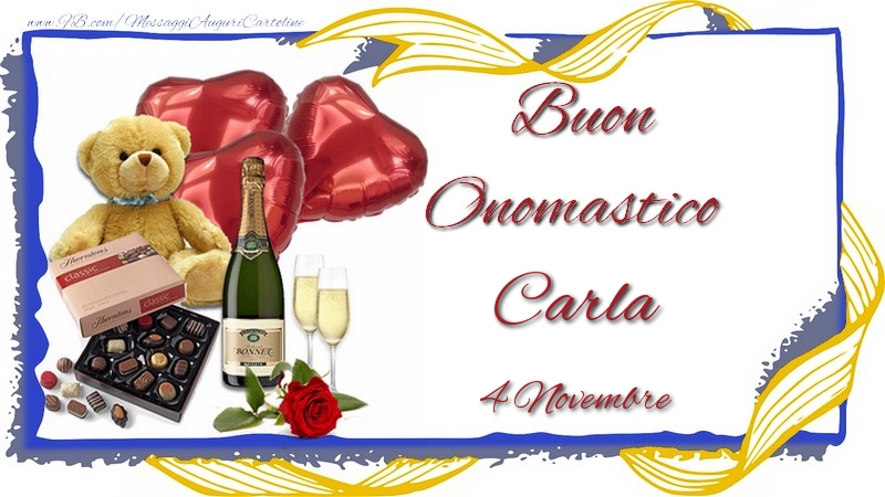 Cartoline di onomastico - Champagne | Buon Onomastico Carla! 4 Novembre