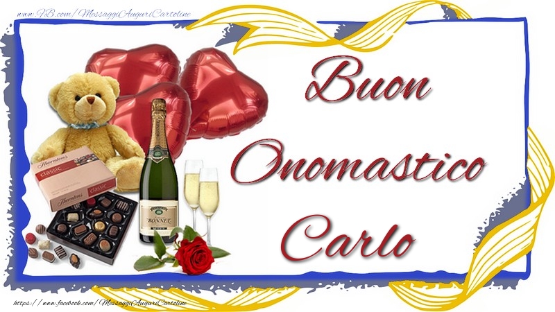 Cartoline di onomastico - Animali & Champagne & Regalo | Buon Onomastico Carlo