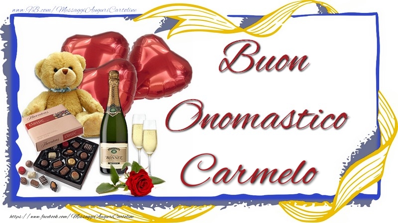 Cartoline di onomastico - Animali & Champagne & Regalo | Buon Onomastico Carmelo