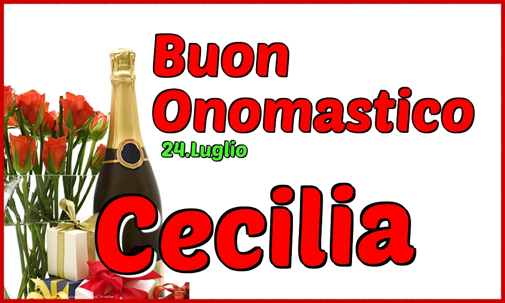 Cartoline di onomastico - Champagne | 24.Luglio - Buon Onomastico Cecilia!