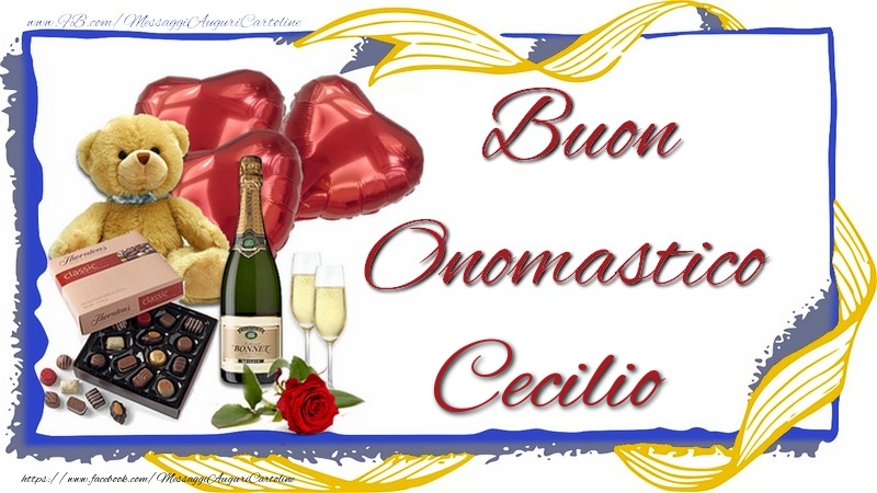 Cartoline di onomastico - Animali & Champagne & Regalo | Buon Onomastico Cecilio