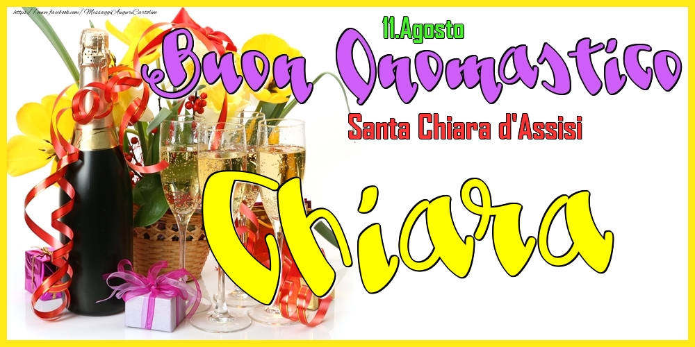 Cartoline di onomastico - Champagne | 11.Agosto - Buon Onomastico Chiara!