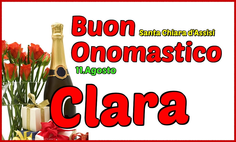 Cartoline di onomastico - Champagne | 11.Agosto - Buon Onomastico Clara!