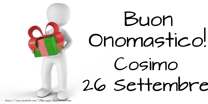 Cartoline di onomastico - Buon Onomastico  Cosimo! 26 Settembre