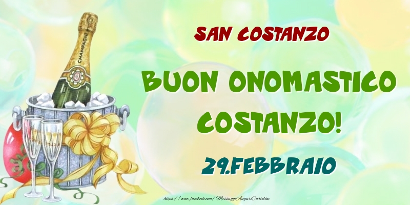 Cartoline di onomastico - Champagne | San Costanzo Buon Onomastico, Costanzo! 29.Febbraio