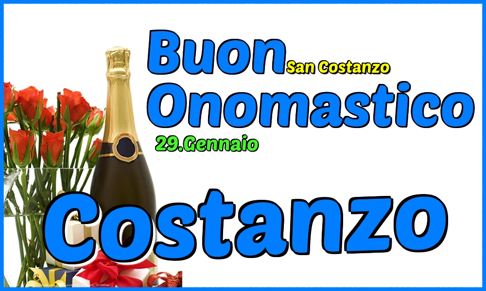 Cartoline di onomastico - Champagne & Rose | 29.Gennaio - Buon Onomastico Costanzo!