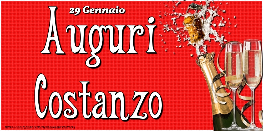 Cartoline di onomastico - Champagne | 29 Gennaio - Auguri Costanzo!